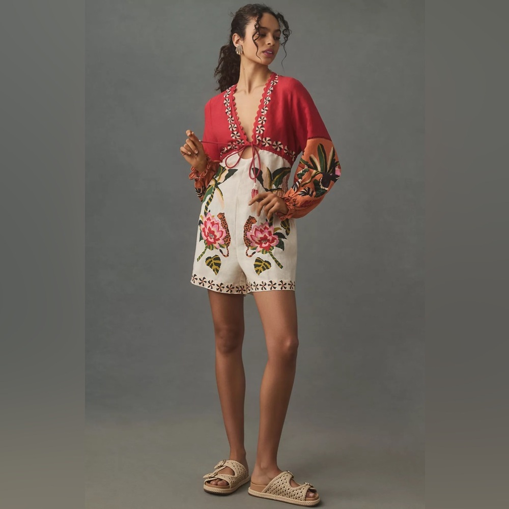 FARM Rio Red and Orange Floral Jumpsuit - Picture 2 of 10